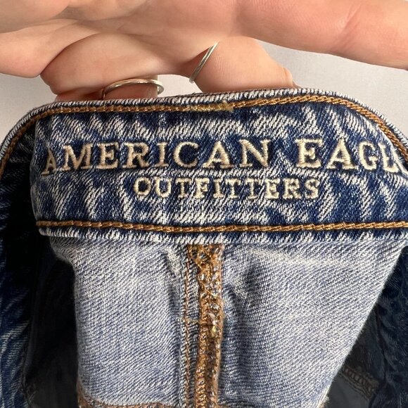 American Eagle Womens Embroidered Floral Denim Mini Skirt Size 2 Festival Boho - Picture 13 of 15